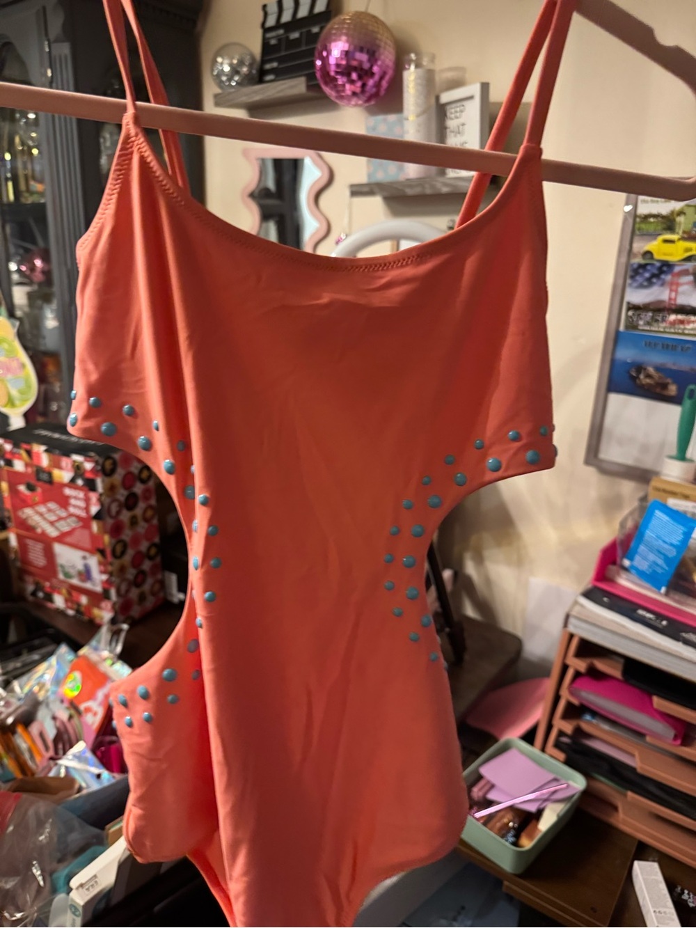 Aerie Women’s Orange Studded Cutout One Piece Size:M